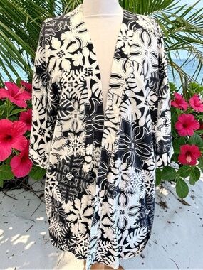 Hawaii's Finest Womens Sz M Kimono Open Cardigan Polynesian Floral Print Wrap